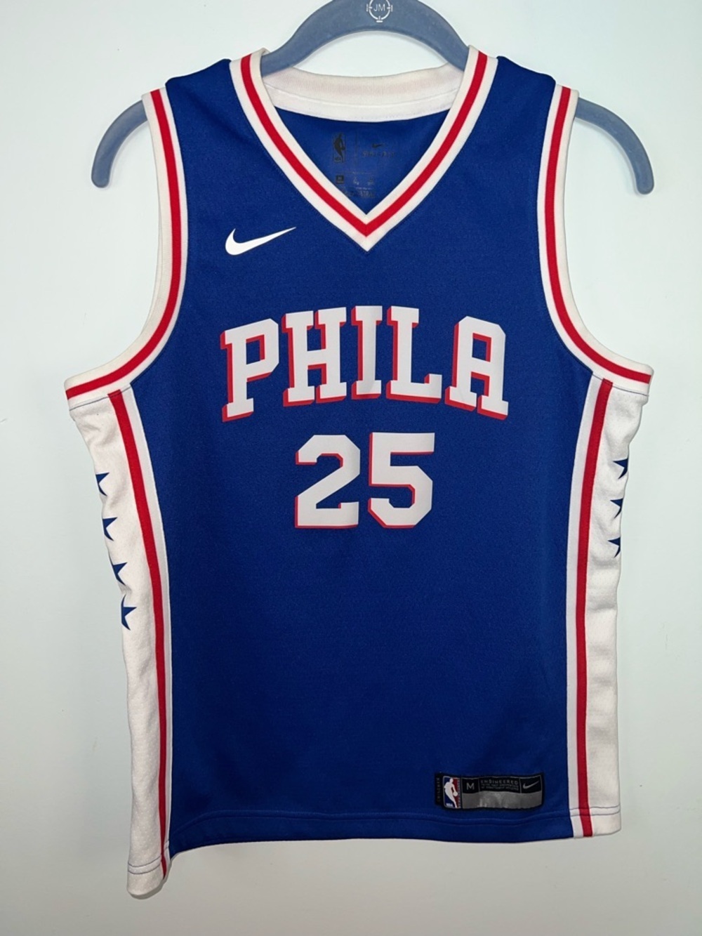 Nike Philadelphia 76ers #25 Basketball Jersey Blue with Red & White Trim Medium - Picture 7 of 14